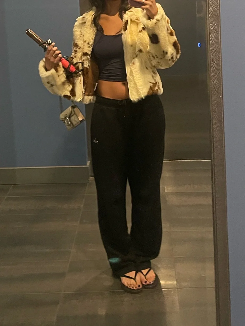 Zara Cream and Brown Faux Fur Zip-Front Teddy Jacket - Picture 3 of 3